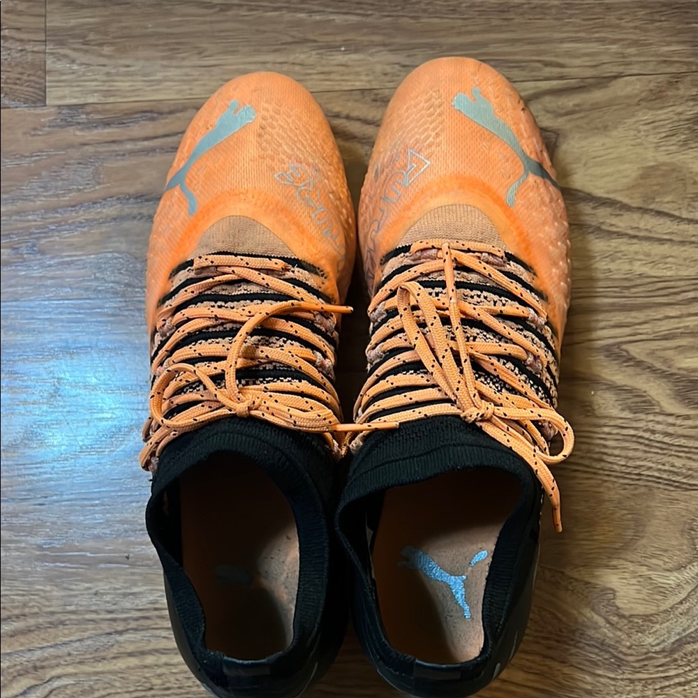 Puma Orange and Black Athletic Shoes for Soccer Preown